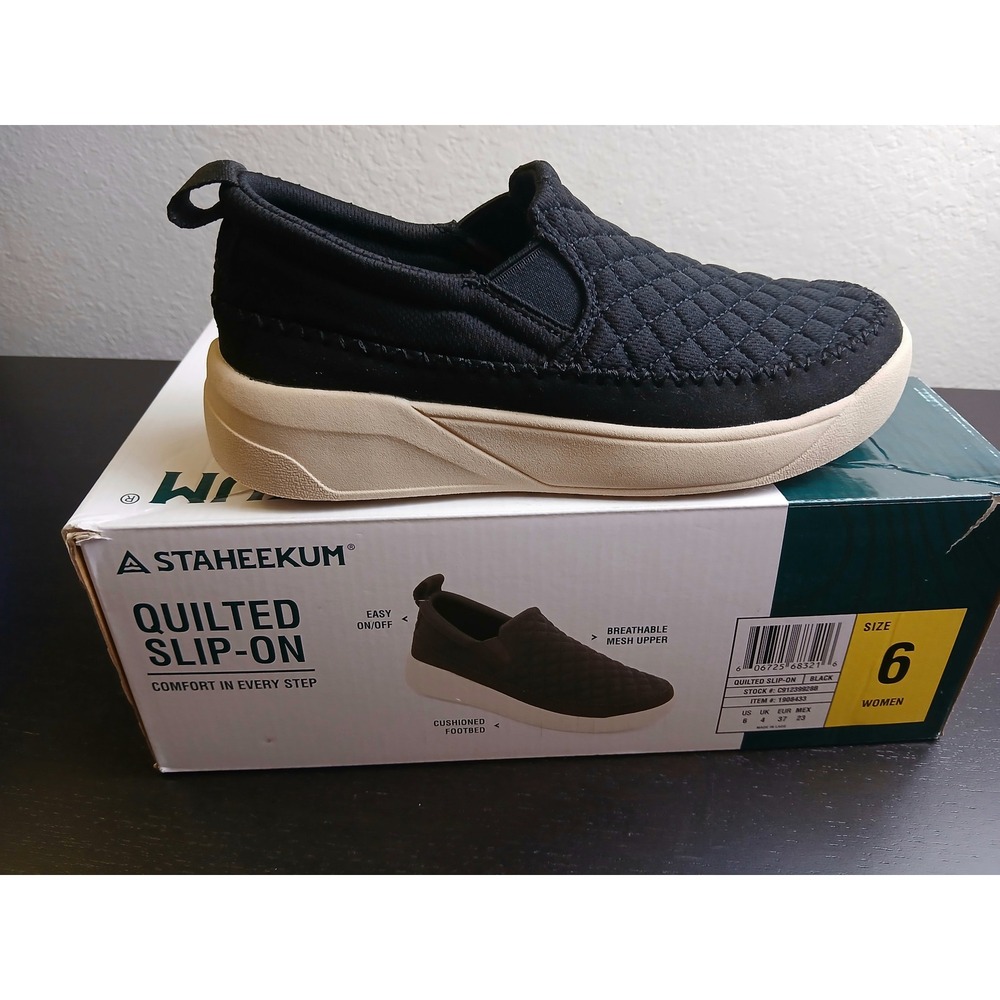 Staheekum Quilted Slip-On Sneakers Black Women Size 6 C91239928B BRAND NEW